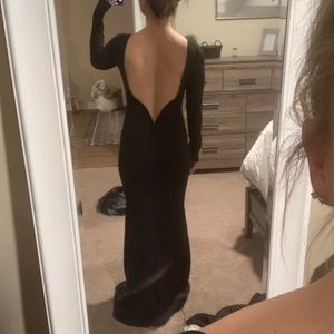 Long sleeve black maxi dress (low back)
